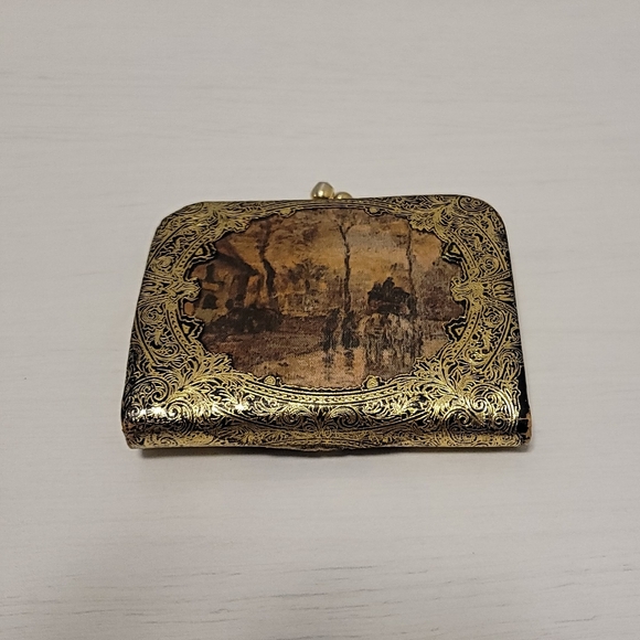 Rare Vintage Florentine Gold Embossed Italian Leather Coin Purse - Picture 5 of 10